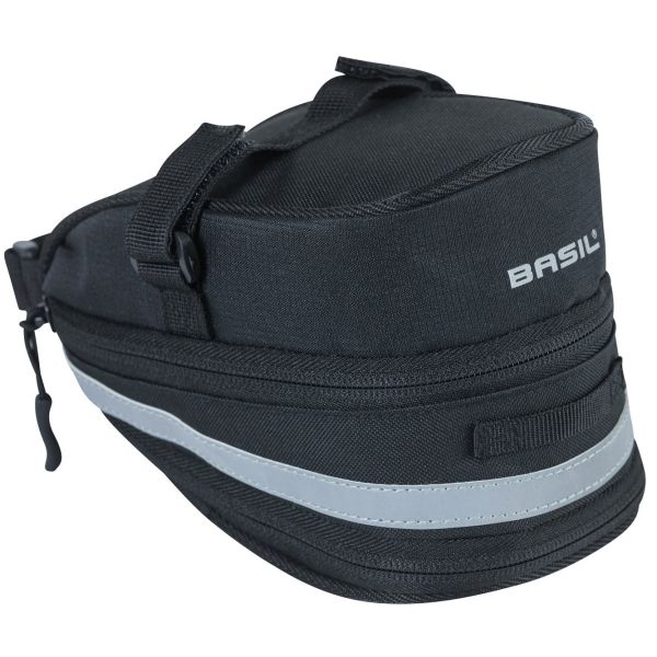 Basil Mada Saddle Bag - compatto, nero, 1L, velcro, accessorio per biciclette