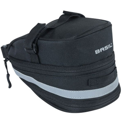 Basil Mada saddle bag - Compact, Black, 1L, Velcro, Bicycle Accessory