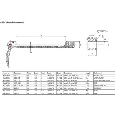 SrSuntour Suntour steekas q-loc 15 100mm 15qlc32 alloy trekking fka097-25