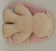 Coccole coniglietto beige con orecchie rosa. 26cm