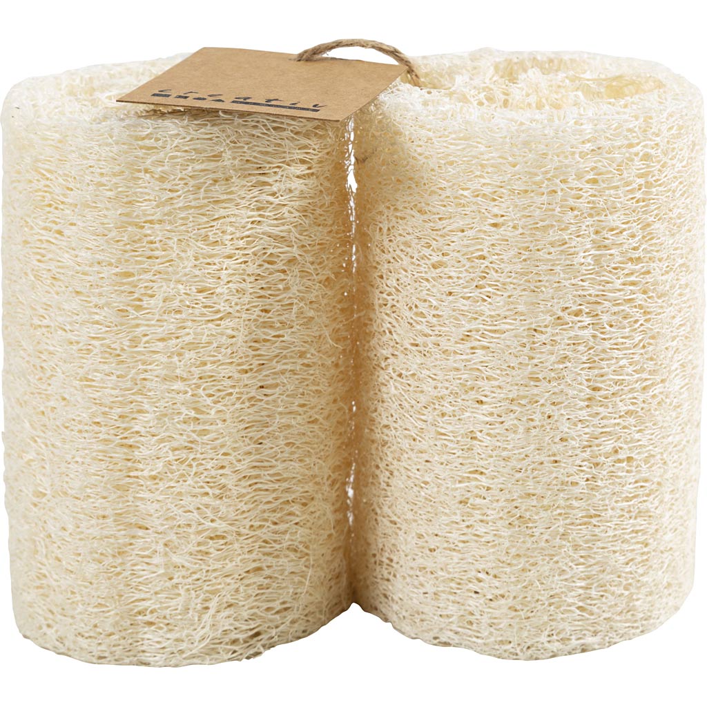 Creativ company esponja vegetal natural, l: 10 cm, d 5,5-8 cm, natural claro, 2 piezas 1 caja