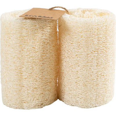 Creativ company spugna di luffa naturale, l: 10 cm, d 5,5-8 cm, naturale chiaro, 2 pezzi 1 scatola