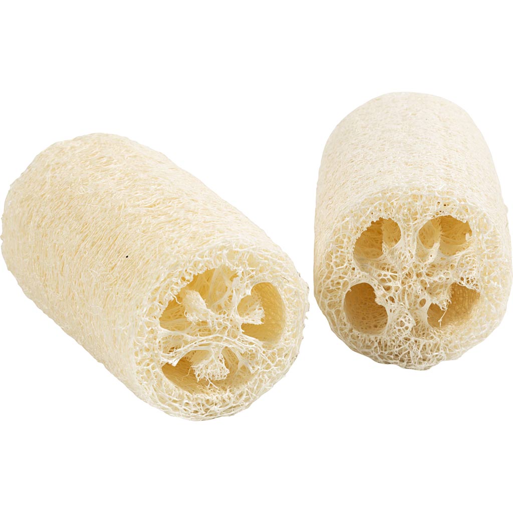 Creativ company esponja vegetal natural, l: 10 cm, d 5,5-8 cm, natural claro, 2 piezas 1 caja