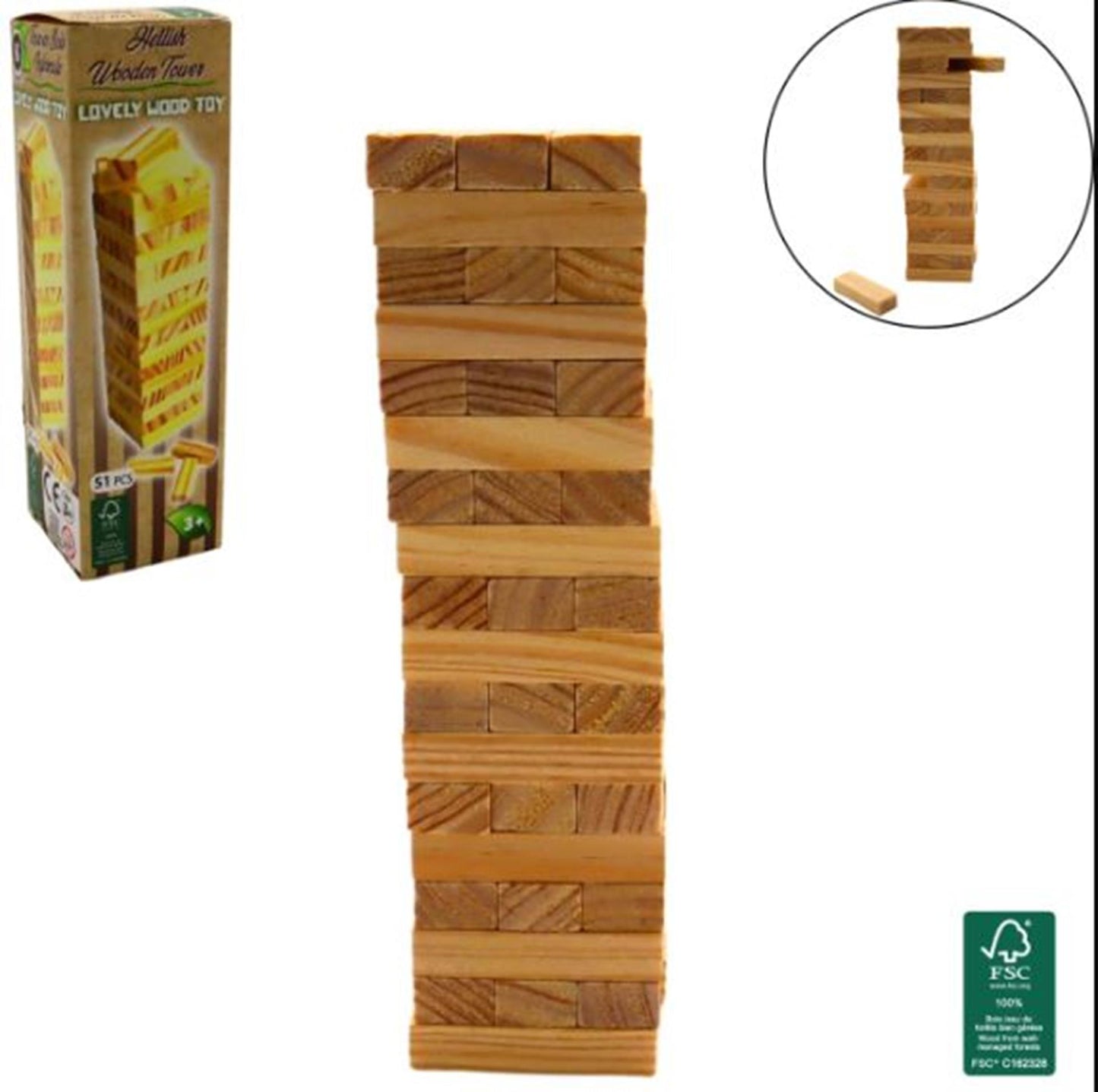 Torre impilabile in legno 51 pezzi 17,5x5x5cm