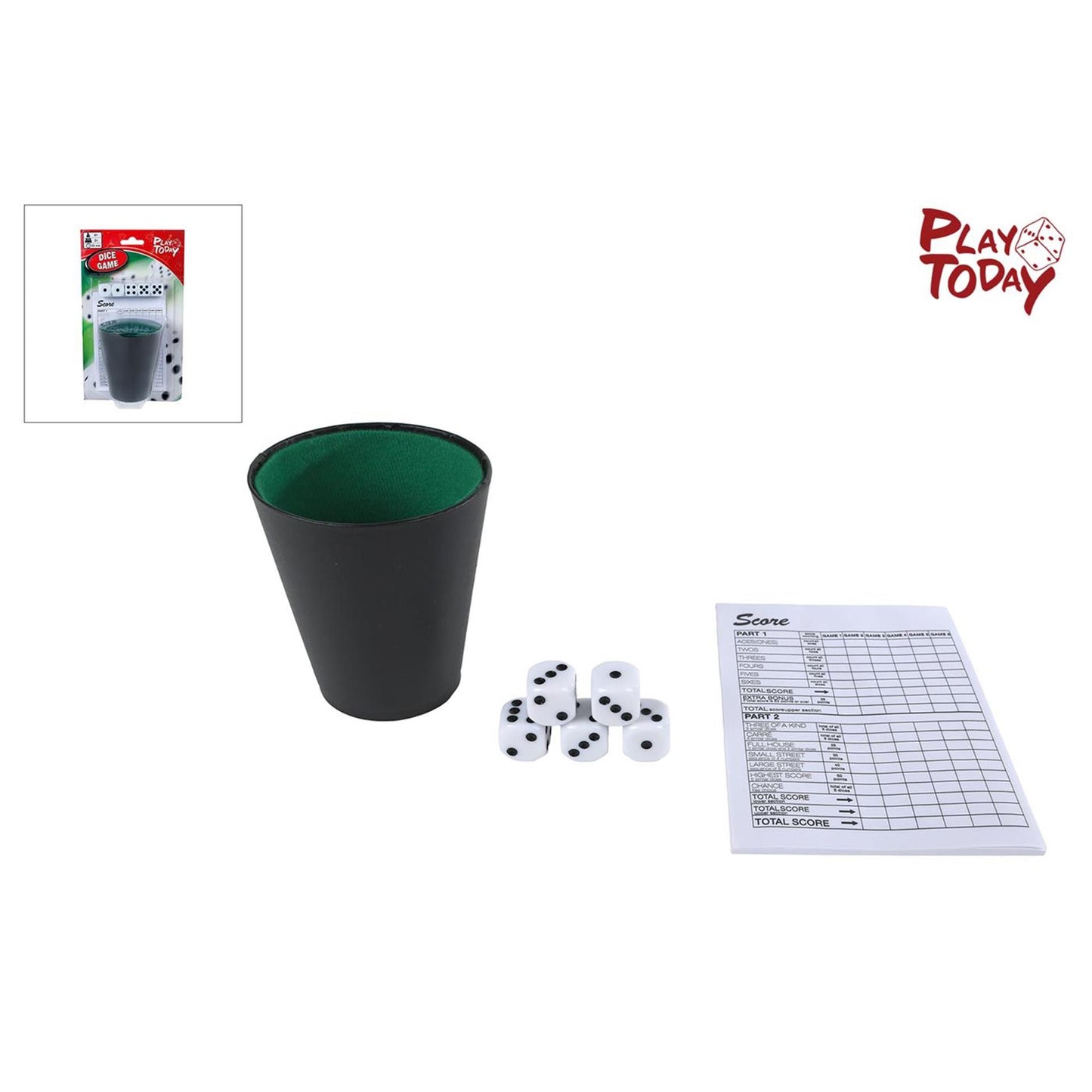 Juega hoy al juego de dados con taza y 5 dados.