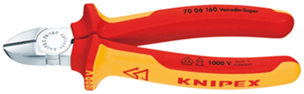 Alicates de corte lateral Knipex cromados. confort 160 mm vde - 70 06 160 sb - 7006160sb