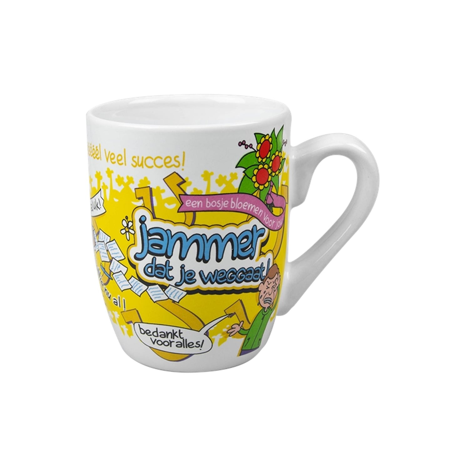 Taza de dibujos animados de Paperdreams: siento verte partir