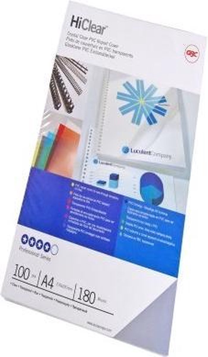 Gbc - hiclear omslagen | ft a4 | pvc | 150 micron | pak van 100 stuks | transparant
