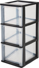 Cassettiera organizer Iris sistema a4 - 3 cassetti profondi - 3 x 13 l - plastica - nero trasparente