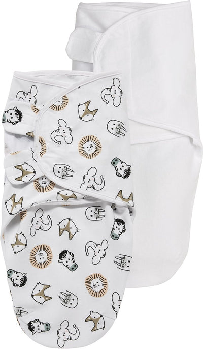 Meyco baby animal uni swaddle swaddle blanket - 2-pack - multicolour - 0-3 months - 1.0 tog