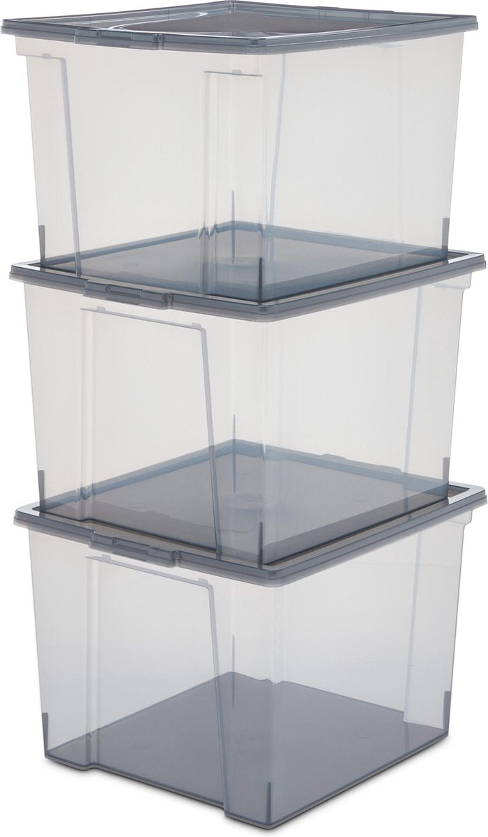 Utili contenitori portaoggetti Iris - 30 l - plastica - grigio - set da 3