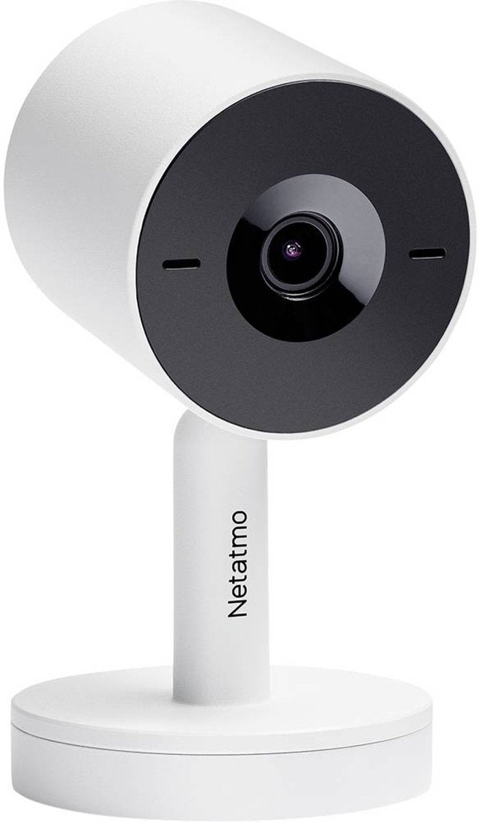 Cámara de seguridad interior inteligente Netatmo - cámara de vigilancia 2k - reconocimiento facial - detección de movimiento - visión nocturna - funciona con Google Home Apple Home Kit - sin suscripción - blanco - 1 pieza