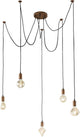 Cavo Trio - lampada a sospensione - rame antico - escl. 5x e27 4 w - montaggio a soffitto - regolabile in altezza