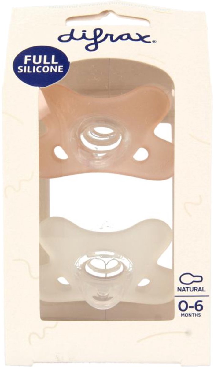 Difrax fopspeen natural 0-6m 2pack assorti