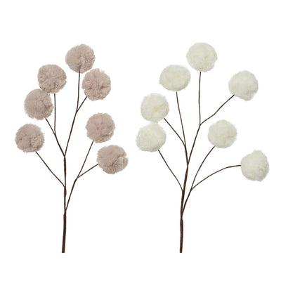 Decoris ramo artificiale con palline di finta pelliccia h.69cm 2 assortiti