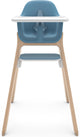 Uppababy ciro caleb - trona - azul - madera - reposapiés ajustable - bandeja para comer extraíble