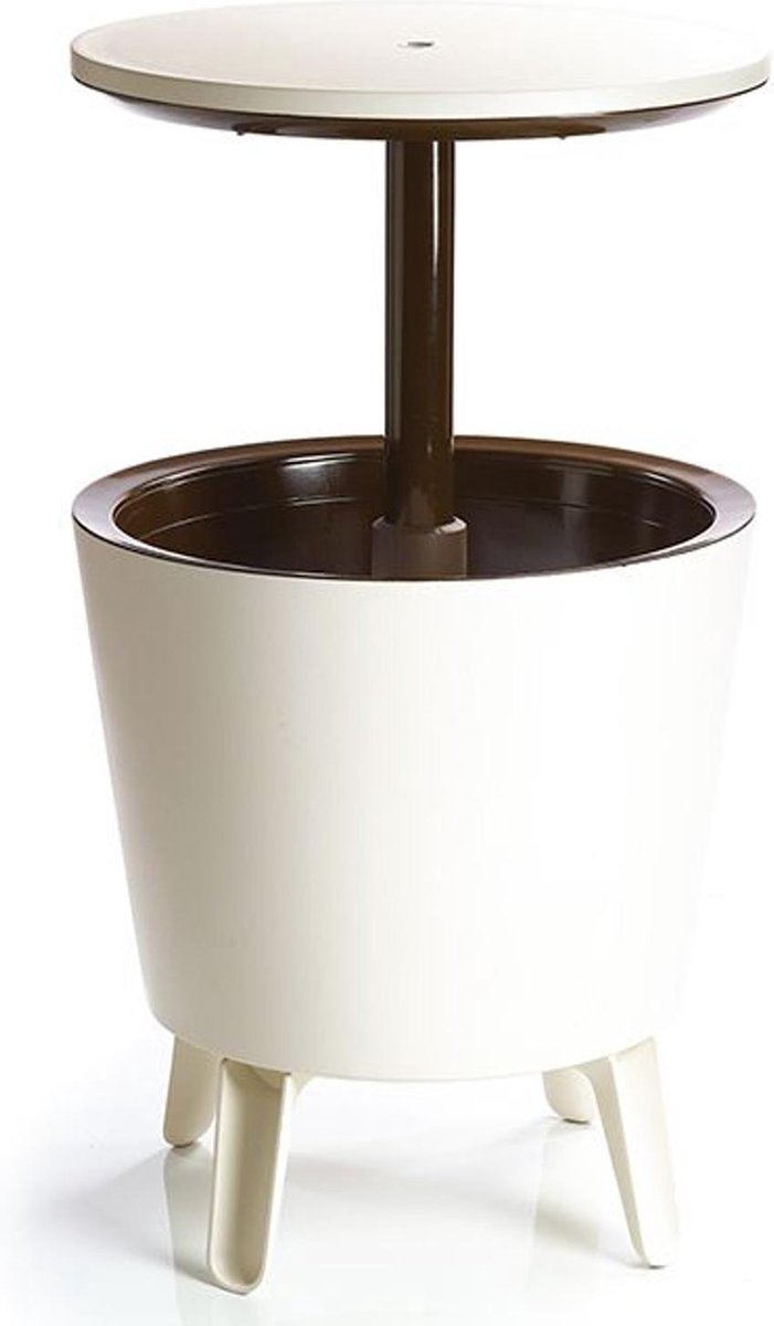 Curver keter -cool bar 2 en1 - enfriador de bebidas y mesa auxiliar bar de jardín portátil crema - color chocolate