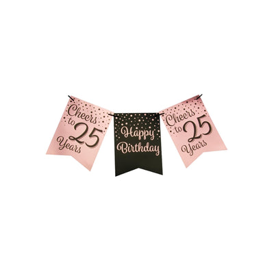 Paperdreams vlaggetjesslinger roze zwart - 25