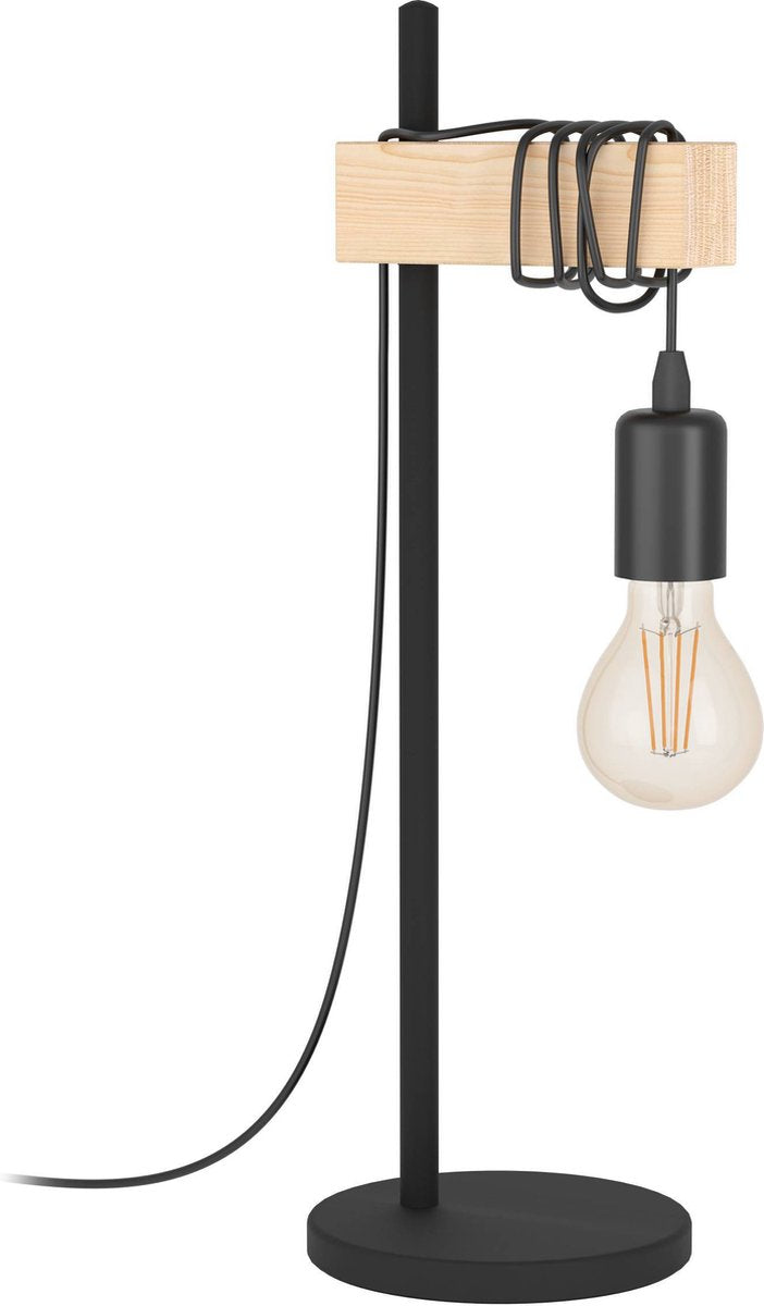 Lampada da tavolo Eglo Townshend - e27 - 50 cm - marrone nero - legno fsc