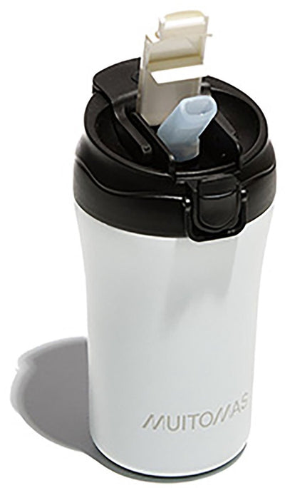 Bottiglia termica Muitomas - doppio rivestimento isolante - 350 ml - tappo con chiusura - 12 ore di bevande calde o 24 ore di bevande fredde - bianco