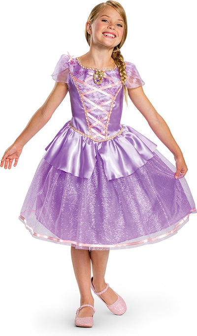 Travestimento principessa disney - aggrovigliata, rapunzel deluxe, taglia m (7-8 anni), ragazze