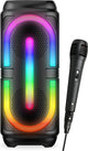 Partyfunlights set karaoke wireless altoparlante per feste con microfono nero - illuminazione da discoteca - ricaricabile