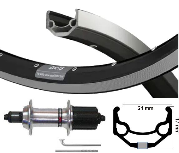 Rueda trasera de KGS 26 pulgadas (559) Zac 19 Swil Silver 8 9 Velocidad de sol