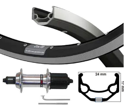 Kgs achterwiel 26 inch (559) zac 19 zw zilver 8 9 speed uitval