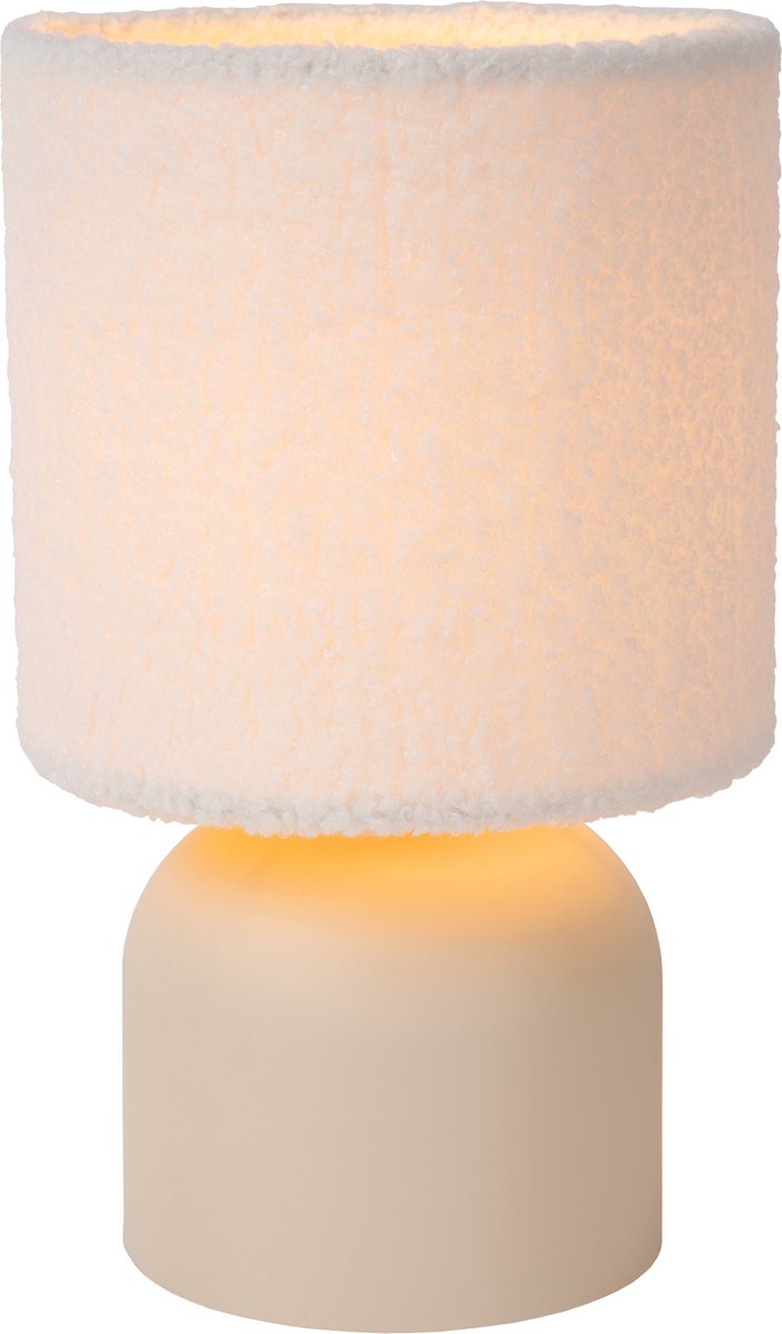Lucide lanudo - lámpara de mesa - ø 16 cm - 1xe14 - beige - japandi