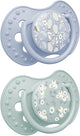 Difrax lovi ciuccio dinamico - classy - da 0 a 6 mesi - fiore - verde blu - 2 pezzi