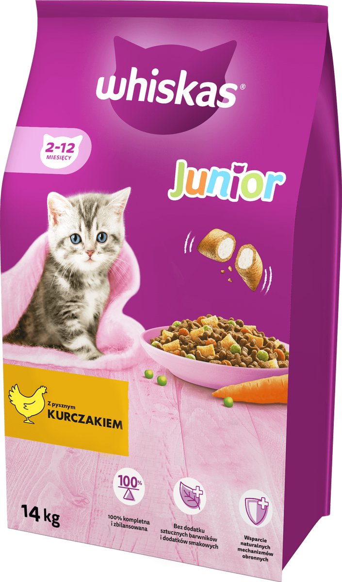 Whiskas junior - pollo - 14kg - per gattini - con latte