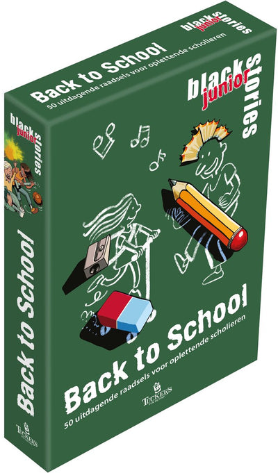 El divertido juego de fábrica de Tucker, Black Stories, juego de cartas de regreso a clases para jóvenes.