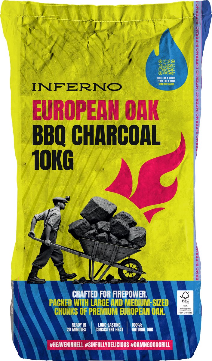 Inferno - 10kg European oak - charcoal - charcoal - 100% FSC - coarse pieces of charcoal