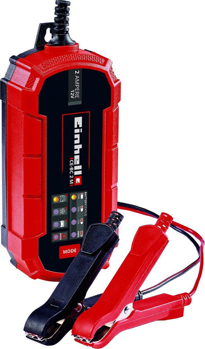 Einhell battery charger CE-BC 2 m - charging voltage: 12 V - max. charging current: 2 A - batteries from min. 3 to max. 60 Ah - trickle charging function - suitable for gel, AGM, maintenance-free lead-acid batteries