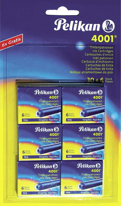 Cartucce d'inchiostro standard Pelikan tp 6 4001 royal blue, 6 custodie da 6 cartucce