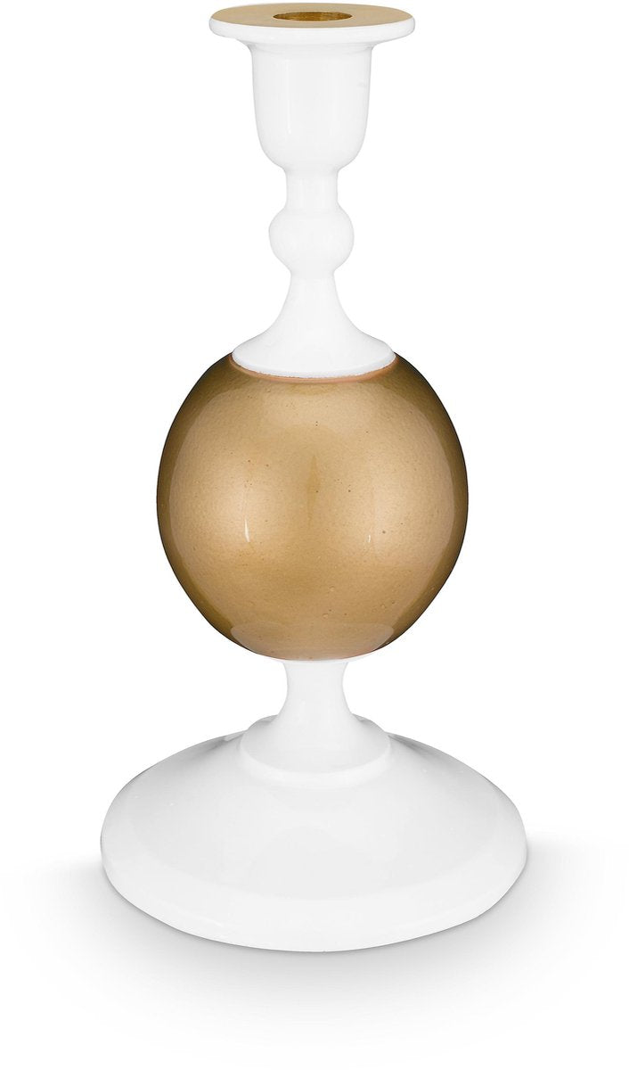 Pip studio kandelaar sphere - kaarsenhouder van metaal - wit goud - 24cm