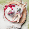 Decoris kersthanger ski's hout 3,5x8x23cm
