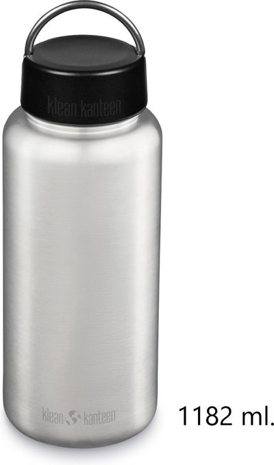 Botella para beber Klean kanteen ancha de acero inoxidable 40 oz 1182 ml de ancho con tapa de bucle