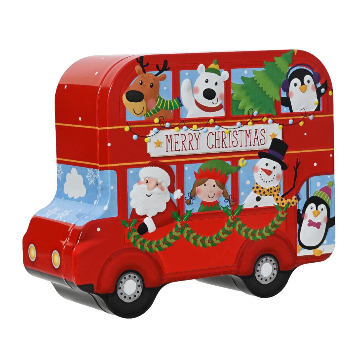 Decoris bus di Natale in latta 19x15,5x7cm