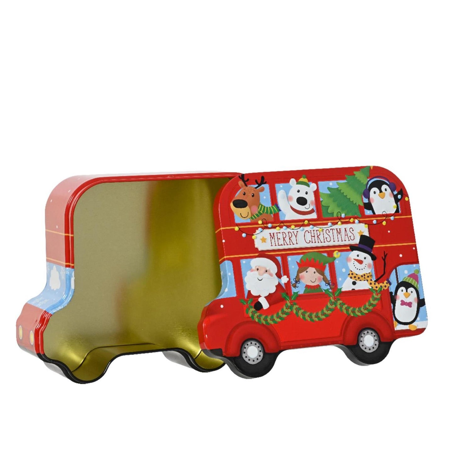 Decoris bus di Natale in latta 19x15,5x7cm