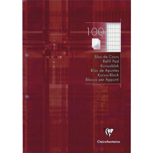 Blocco note clairefontaine a quadri 2 fori A4 rosso