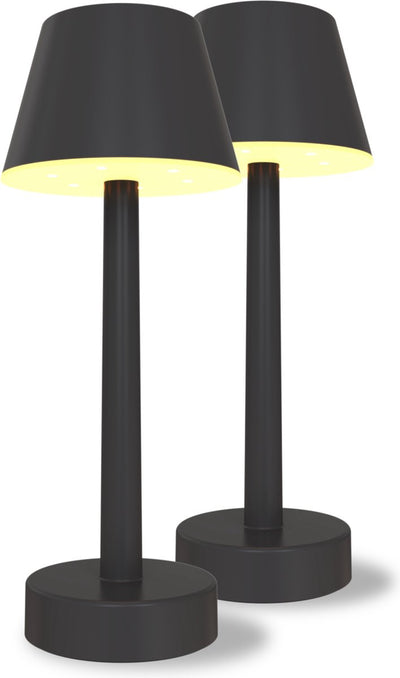Lampada da tavolo lucca ricaricabile Calex - set da 2 - wireless - dimmerabile - luce bianca calda RGB - impermeabile - decorazione per giardino, soggiorno, camera da letto - illuminazione d'atmosfera - nera
