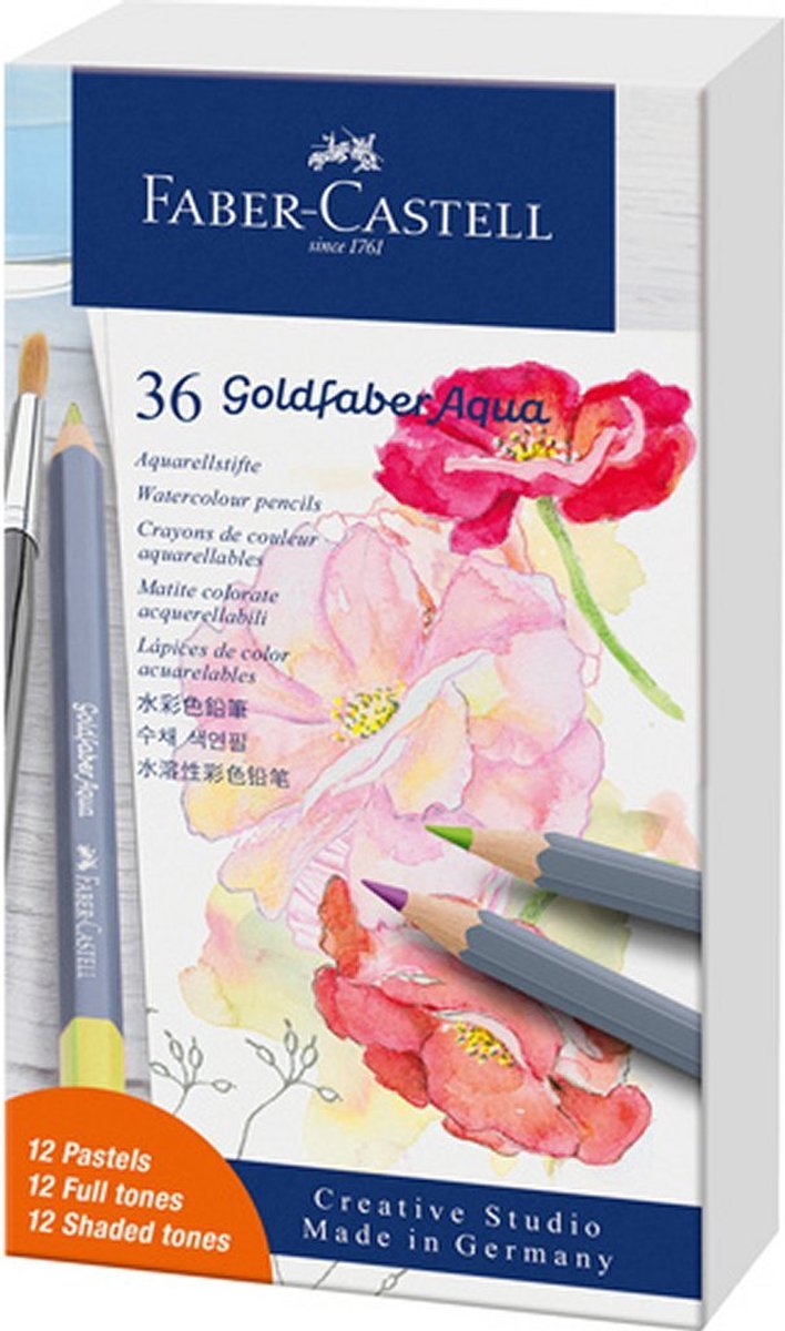 Faber-castell Matite colorate acquarello - goldfaber - latta 36 pezzi - pastello + colori standard - fc-114639