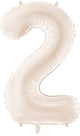 Partydeco fluwelen folieballon cijfer 2 in beige 86cm