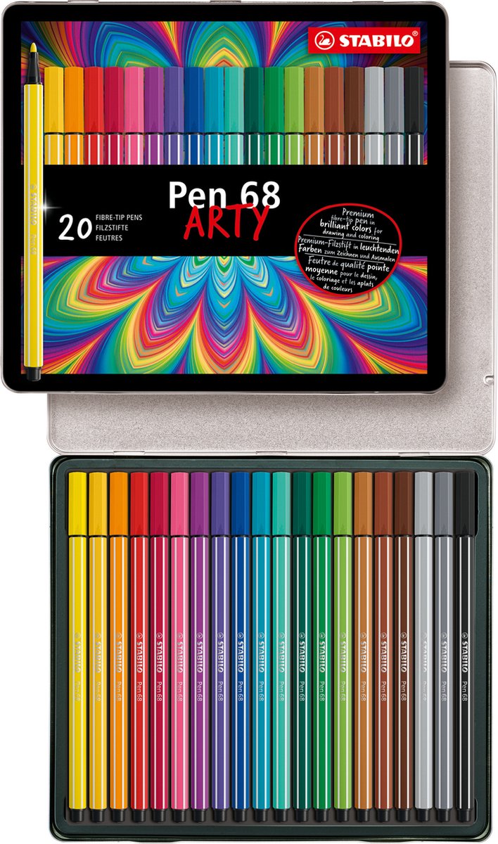 Stabilo Pen 68 en caja de metal, 20kl.