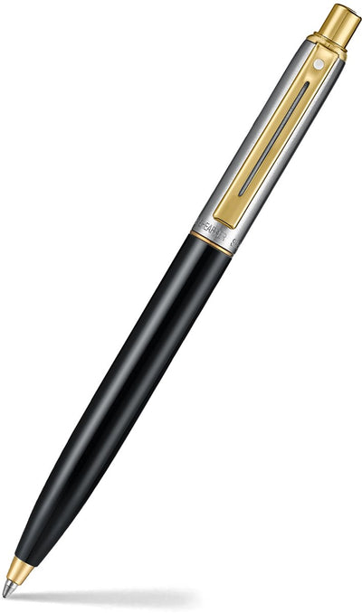Sheaffer ballpoint pen - sentinel 335 - glossy black and polished chrome with PVD gold-colored finish - sf-e233551