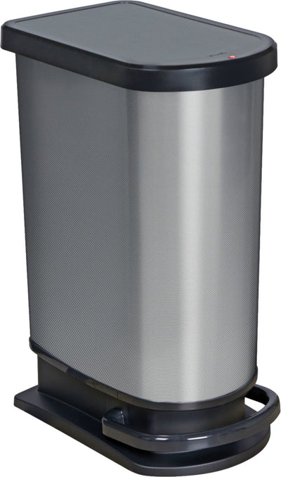 Rotho paso cubo de basura mono pedal - cubo de basura 50l - sin bpa - plateado metalizado