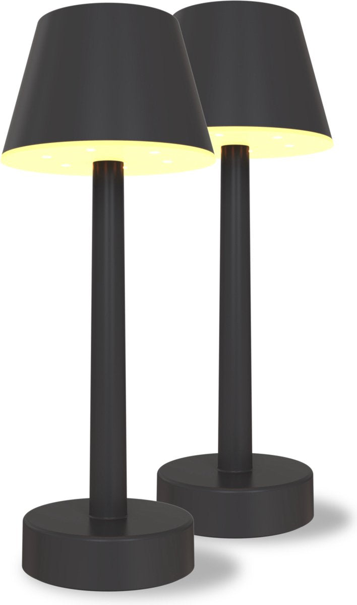 Lampada da tavolo lucca ricaricabile Calex - set da 2 - wireless - dimmerabile - luce bianca calda RGB - impermeabile - decorazione per giardino, soggiorno, camera da letto - illuminazione d'atmosfera - nera