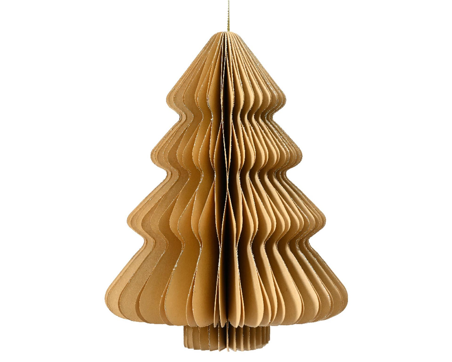 Decoris Colgante navideño Árbol de Navidad papel beige 15cm