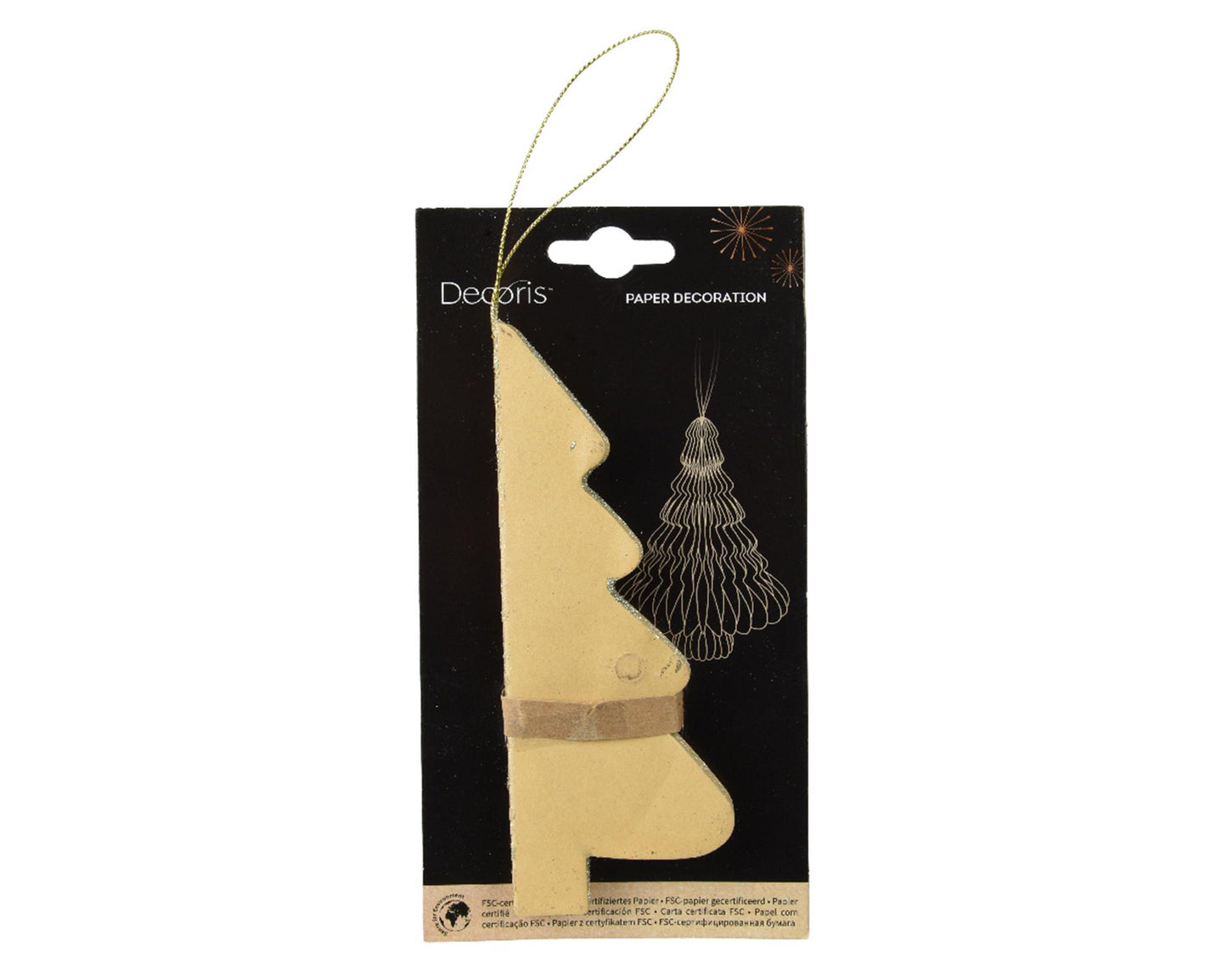 Decoris Colgante navideño Árbol de Navidad papel beige 15cm